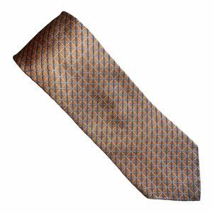 Tommy Hilfiger Orange Blue Two-Tone 100% Silk Classic Diamond Geometric Necktie